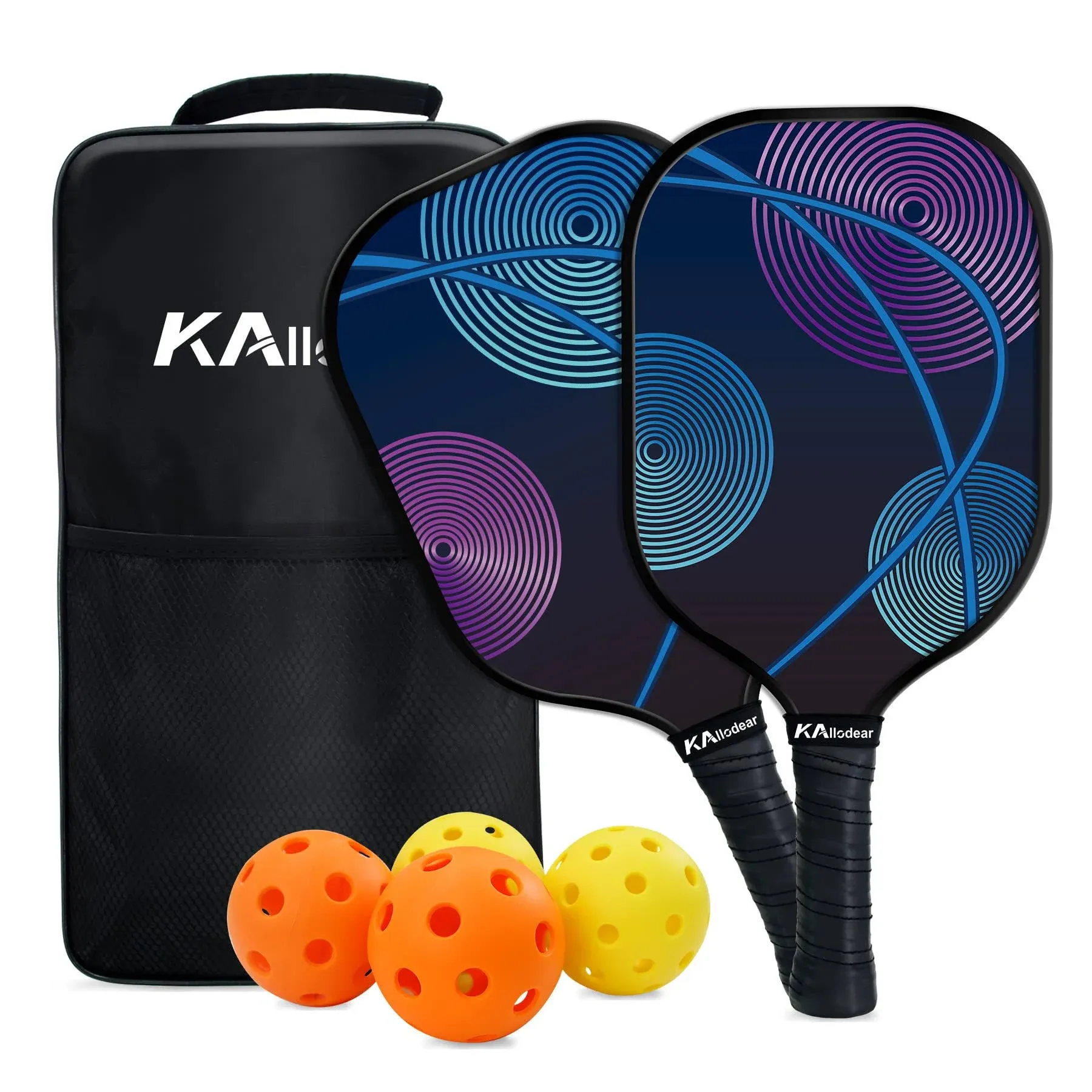 Calody Pickleball Paddles, Pickleball Set of 2, USAPA Approved Graphite Honeycomb Core 2 Lightweight Pickleball Paddles with 4 Indoor Outdoor Pickleball.