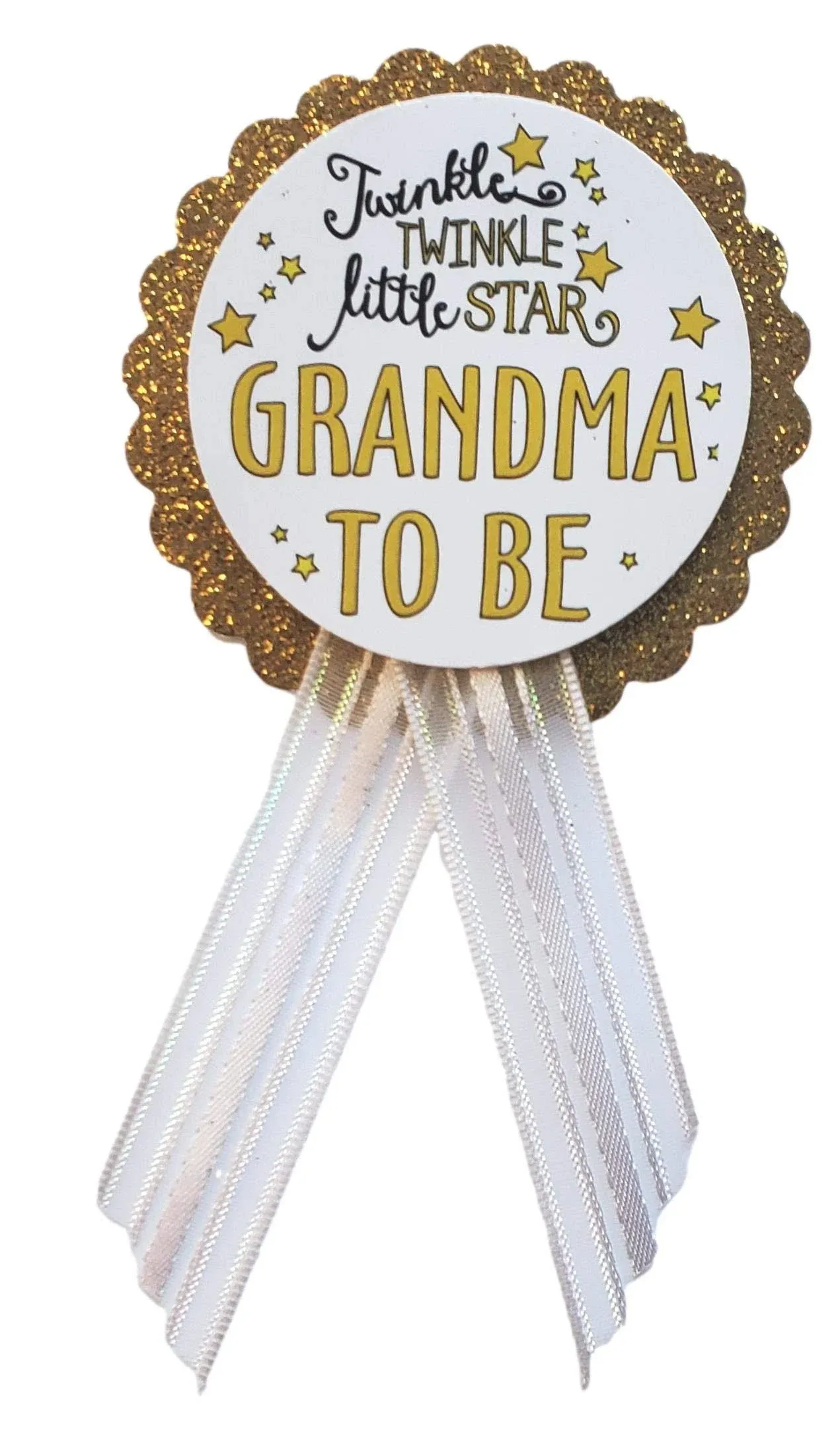 Grandma to Be Pin Twinkle Little Star Baby Shower Pin White & Gold for Nona to wear, It's a Girl, It's a Boy Baby Sprinkle