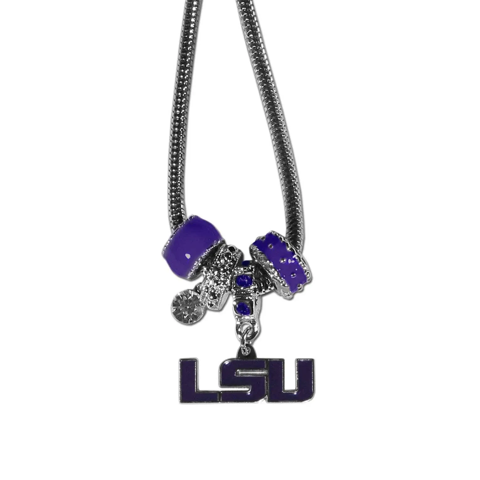 LSU Tigers Euro Bead Necklace (SSKG)