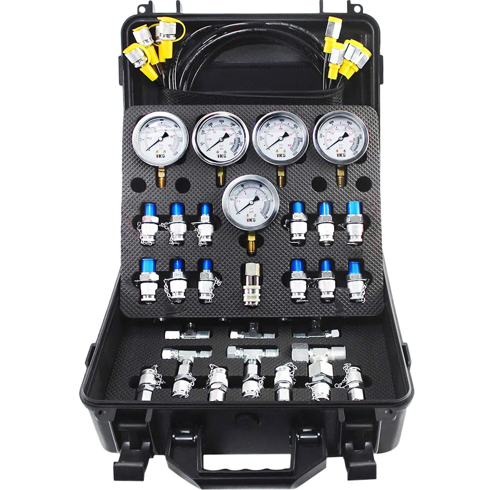 VEVOR Hydraulic Pressure Test Kit 5 Gauges 13 Couplings 14 Tee Connectors 600bar