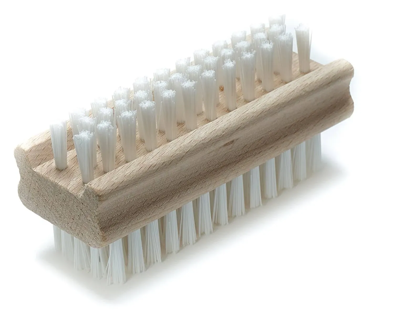 Konex Non-Slip Wooden Two-sided Hand and Nail Brush Stiff Bristle Fingernail Brushes for Cleaning Under Nails