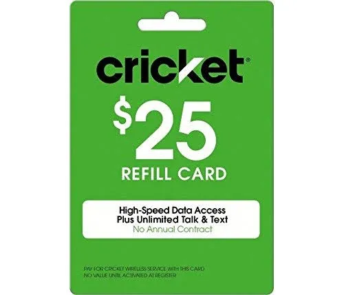 Cricket Refill Card $25 Cricket Wireless Refill Card $25