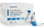 McKesson Lancet, Push-Button Safety, Blue, Depth Settings - 1.8 Mm Depth, 100per