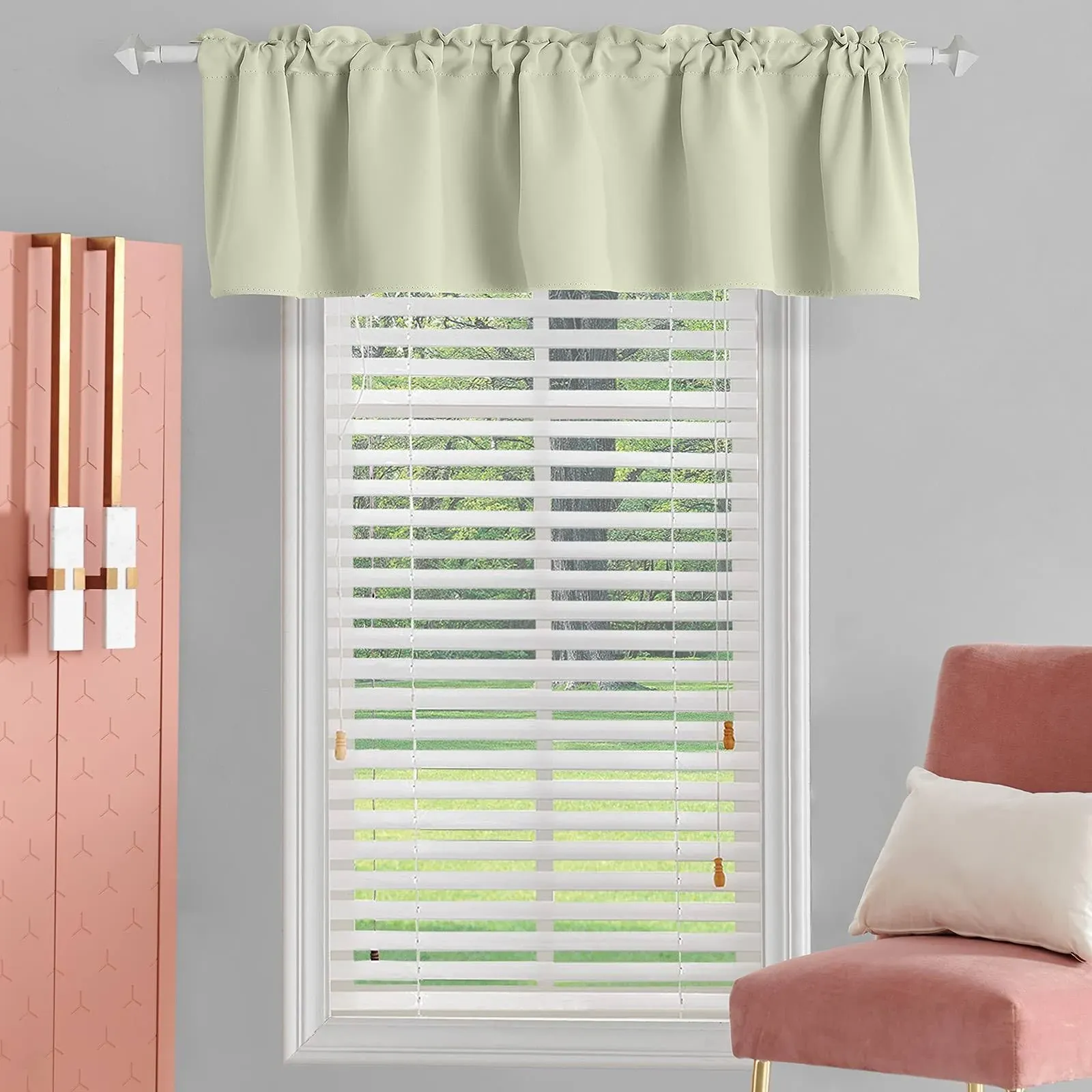 Green Valance For Windows Small Short Curtains Rod Pocket Short Blackout Curtain