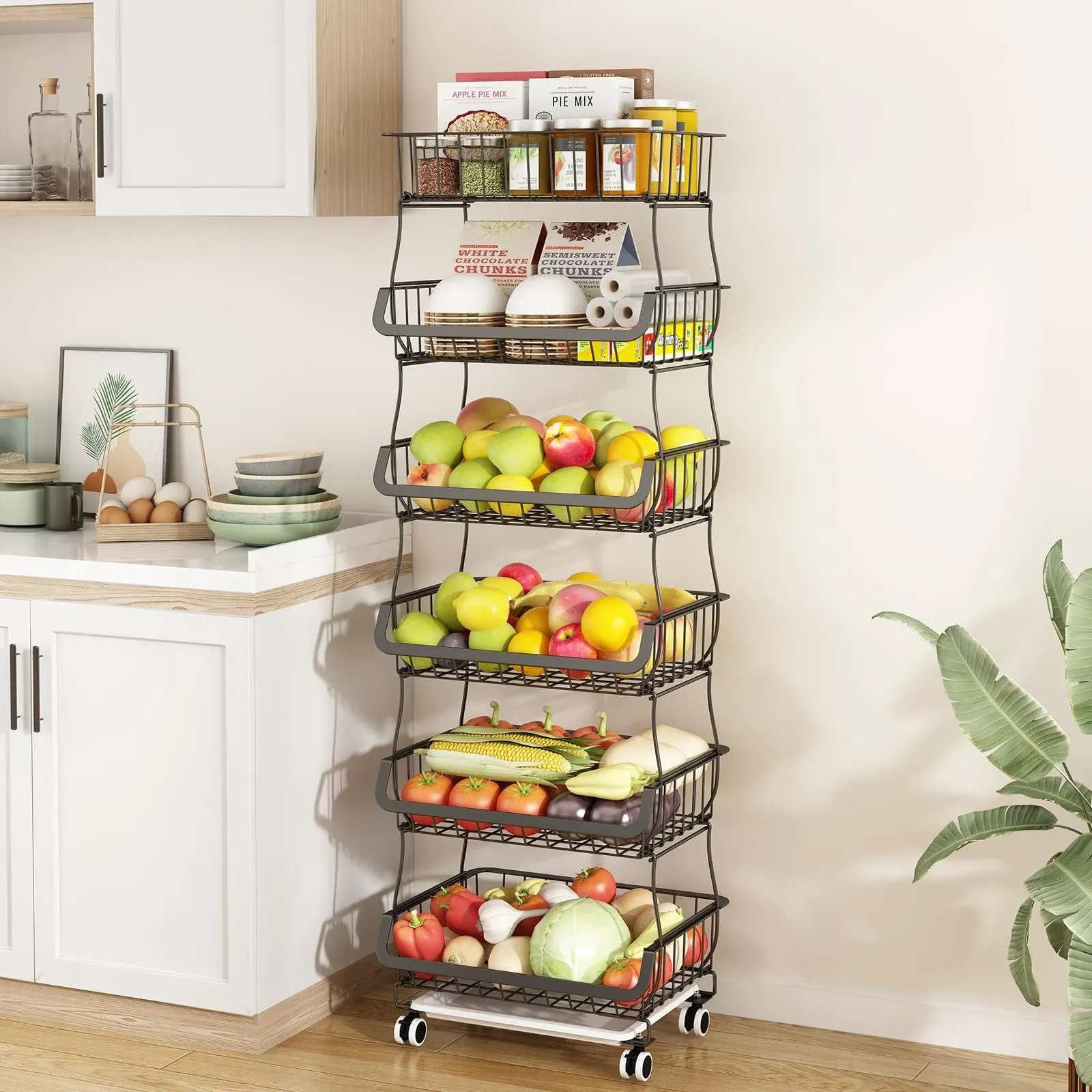 Star 6 Tier Fruit Vegetable Basket for Kitchen Fruit Vegetable Storage