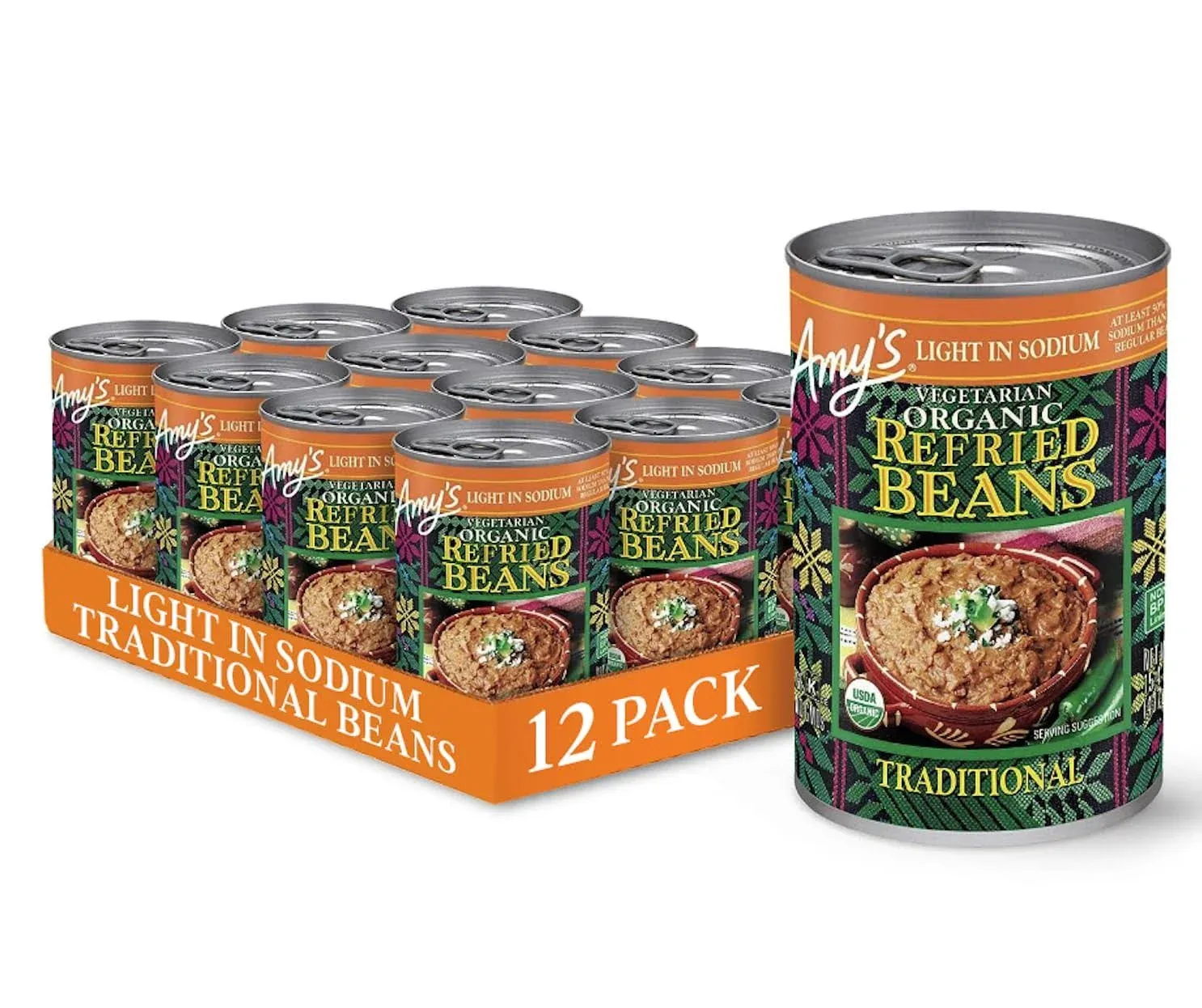 Amy's Beans Refried Traditional Low Sodium Organic, 15.4 Ounce