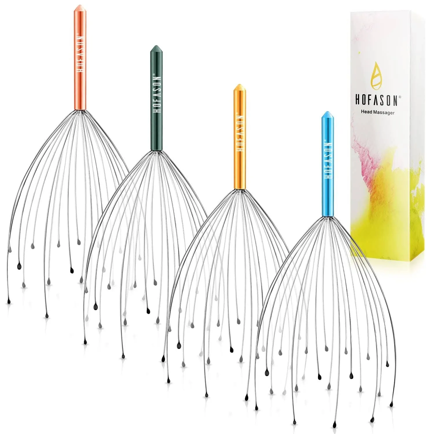 HOFASON 2 Pcs Head Massager Scalp Scratcher with 20 Fingers, Handheld Head ...