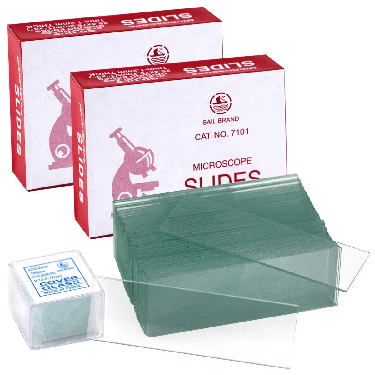 Twdrer 100PCS Clear Transparent Blank Microscope Slides and 100PCS Square Covers