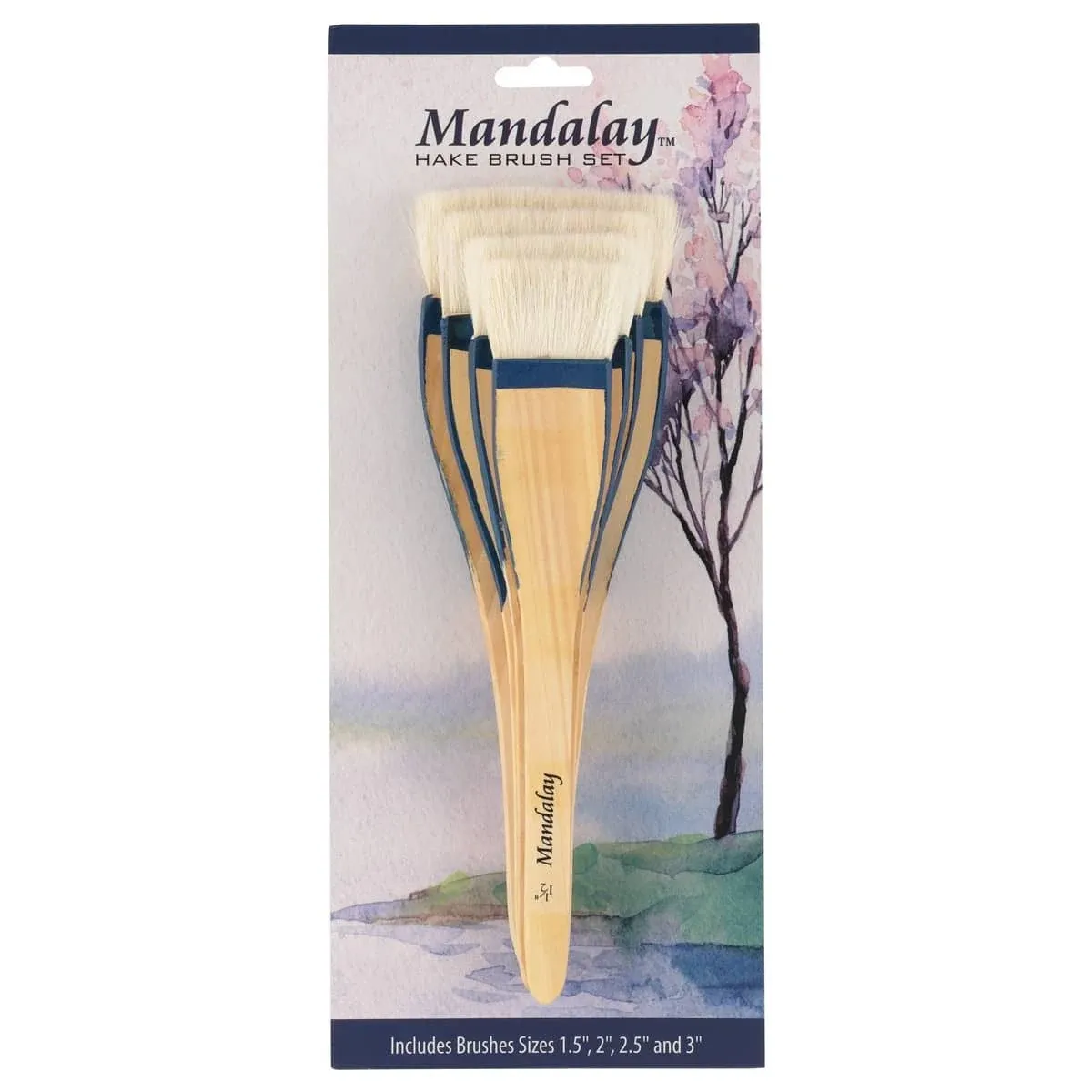 Creative Mark Mandalay Artist Goat Hair Hake Brush, Super Soft Hair for Holding Color for Large Surface CoverageSet of 4