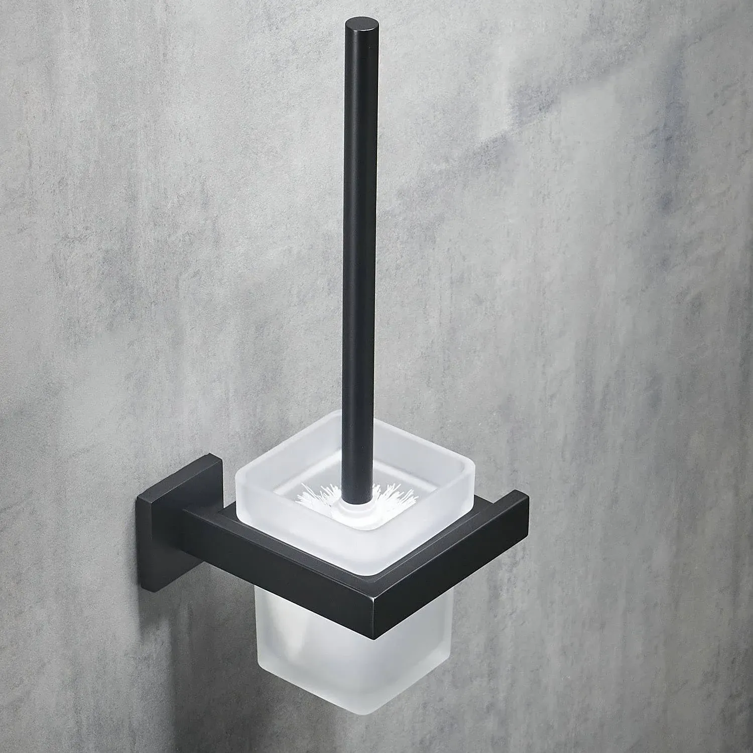 Toilet Brush with Holder Wall Mounted Matte Black,  Modern Bathroom Toilet Brush