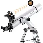 Telescope,100mm Aperture 900mm FL w/Star-Finding System for iOS/Android, Metal AZ w/high-Precision Adjustment, Telescope for Adults high Powered, Ideal for Astronomy Enthusiasts/Beginners/Kids,White