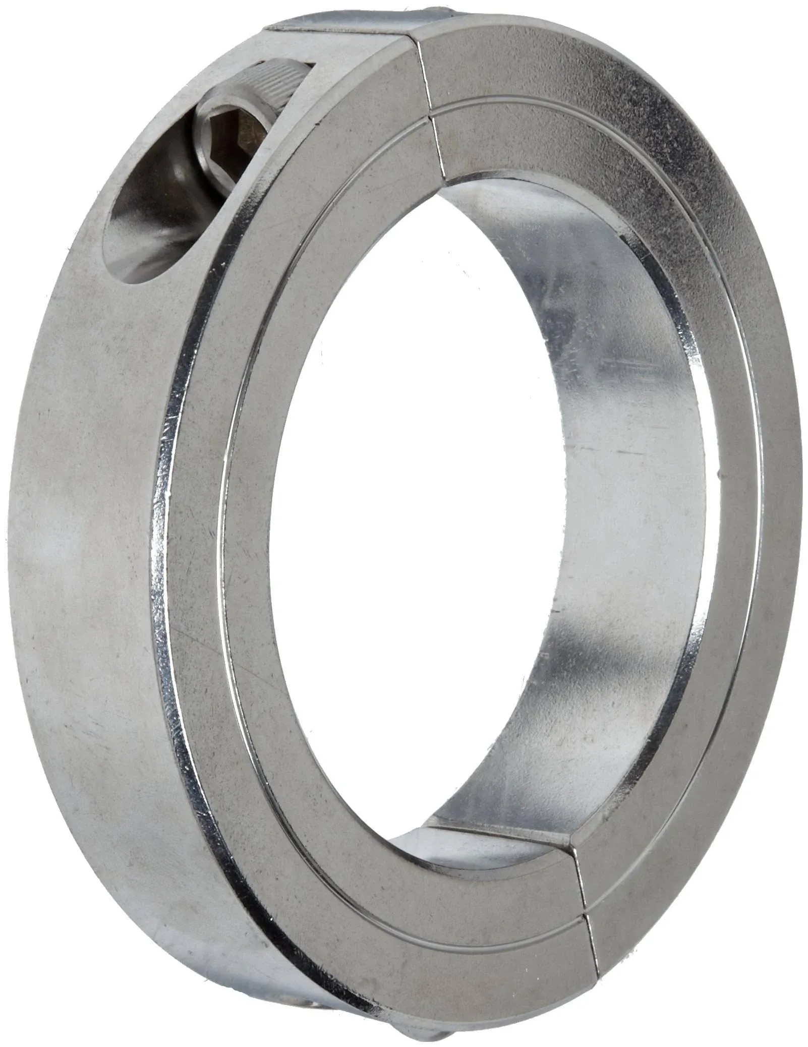 2C-087-S T303 Stainless Steel Two-Piece Clamping Collar, 7/8" Bore Size, 1-5/8" Outside Diameter, 1/4"-28 x 5/8" Set Screw