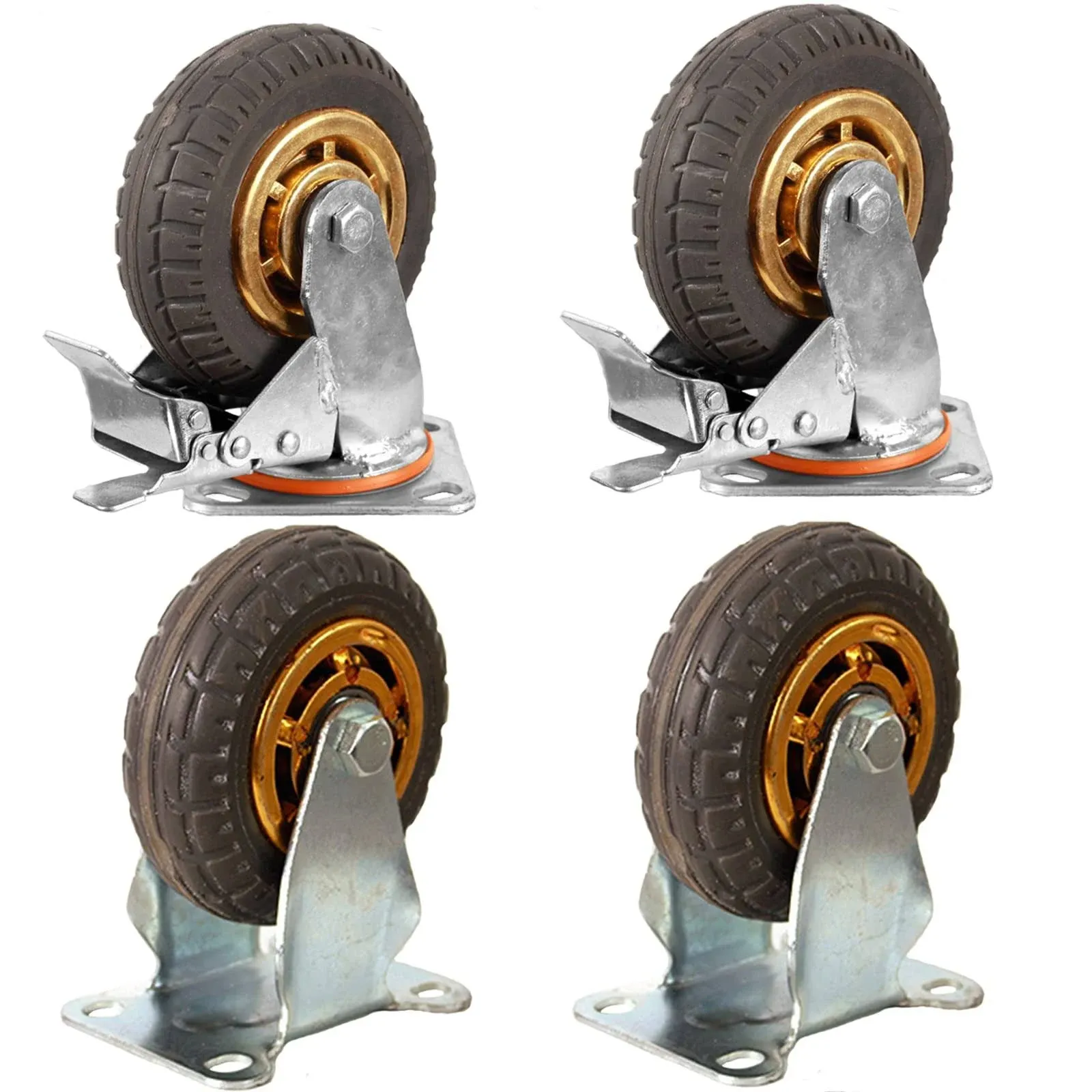 5 Inch Caster Wheels Heavy Duty Casters Set of 4Rubber Swivel Caster Quiet Anti