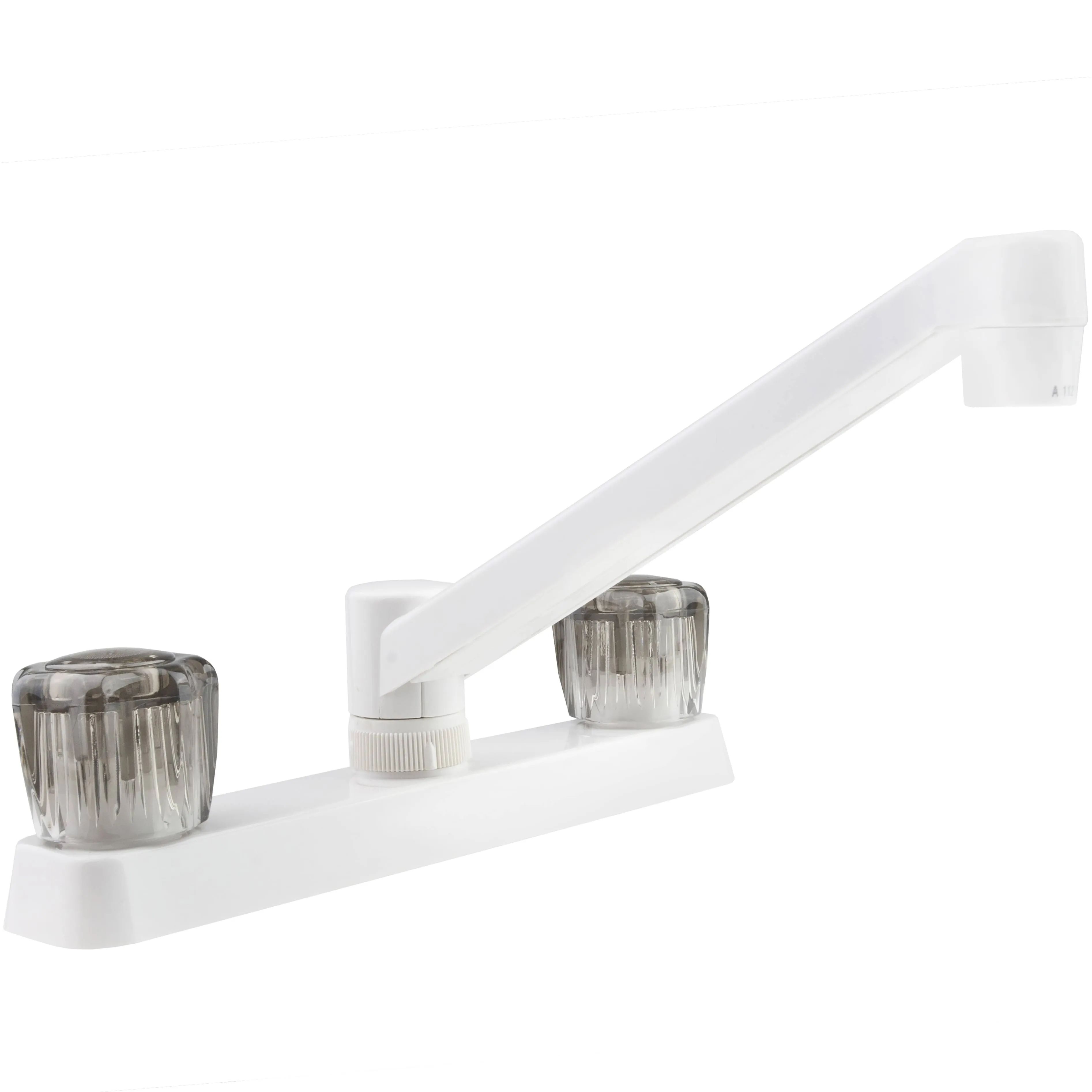 Dura Faucet (DF-PK600S-WT) RV Kitchen Sink Faucet with Smoked Acrylic Knobs (White)