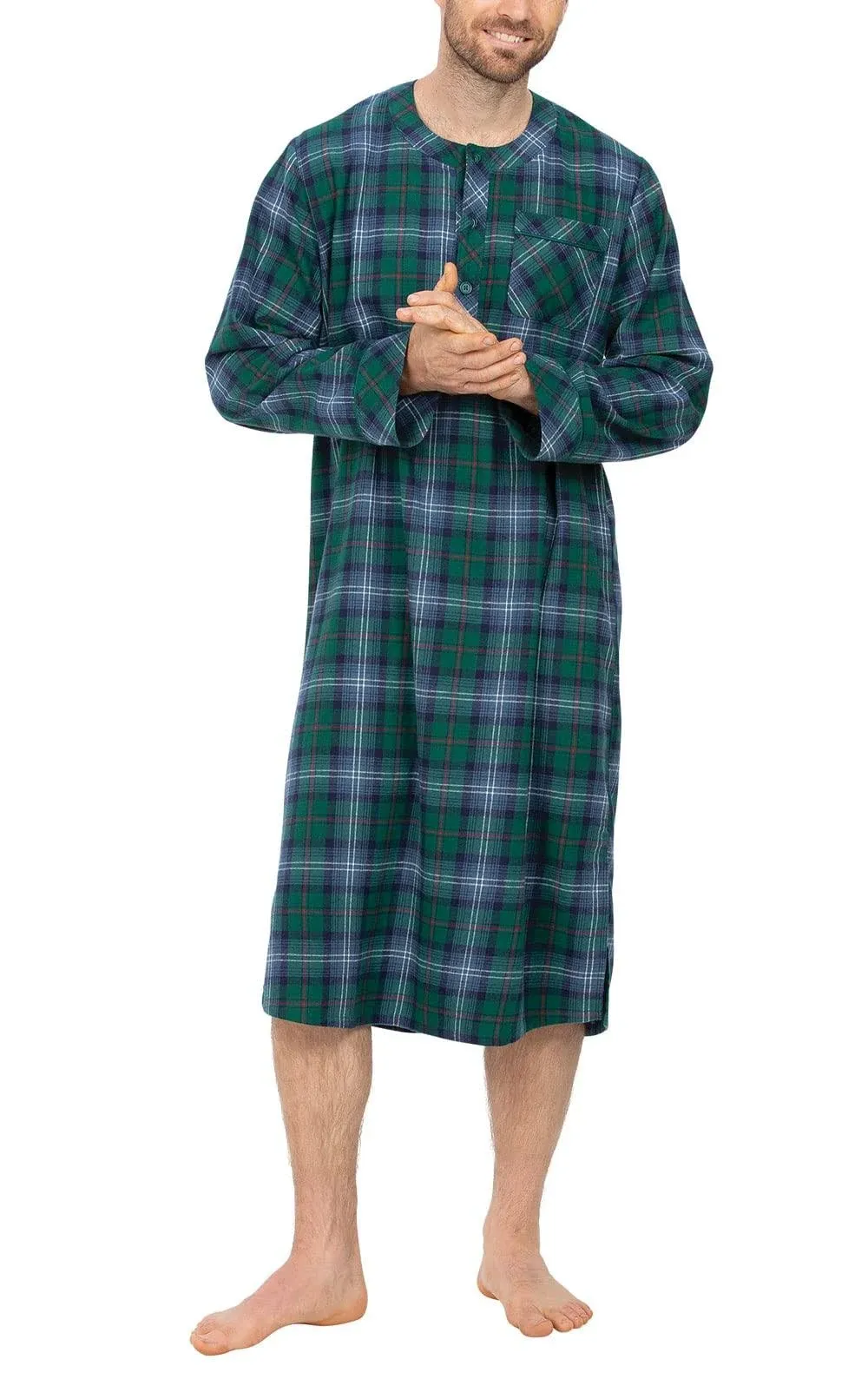 PajamaGram Flannel Night Shirts For Men - Mens Long Nightshirts