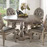 Acme Northville 60" Round Pedestal Dining Table in Champagne