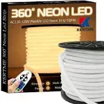 360° Neon Led Type AC 110-120V 360 Degree NEON LED Light Strip, Flexible/Waterproof/Dimmable/Multi-Modes LED Rope Light + Remote for Home/Garden/Building Decor (32.8ft/10m, Warm White 3500K)