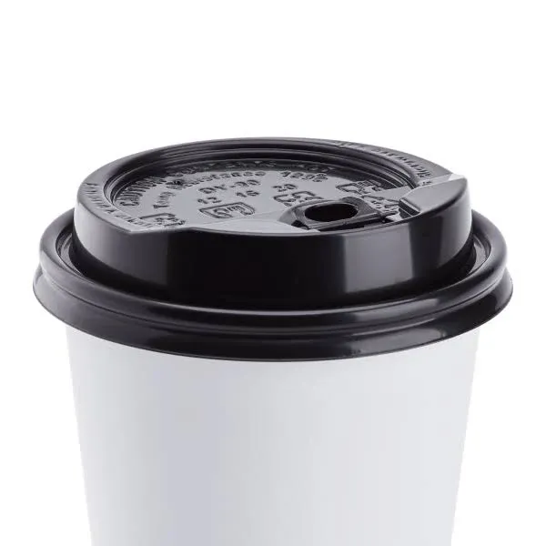 [1,000 ct] 10-24 oz Paper Coffee Cup Lids | 90 mm | Black | Flip-Top