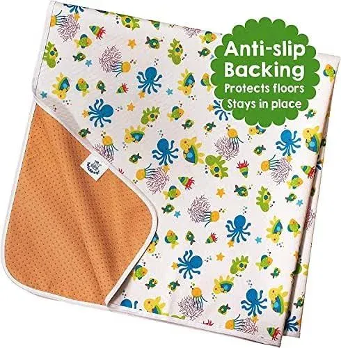 TotsAhoy! Baby Splat Mat for Under High Chair, 51" Waterproof and Washable Spill ...