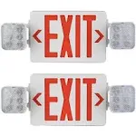 AmazonCommercial Emergency Light Exit Sign, 1-Pack, Exit Combo with Battery Backup, 2 LED Adjustable Heads, Nickel