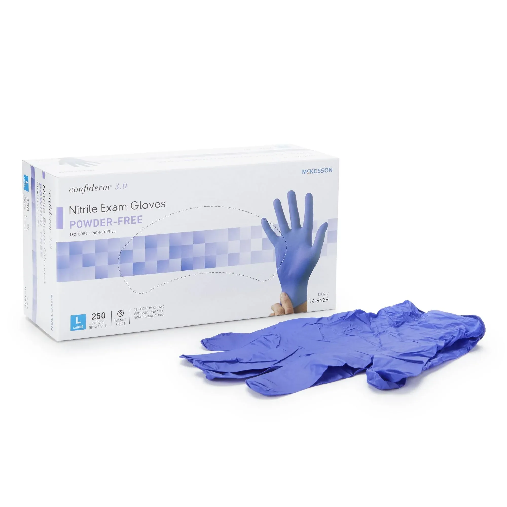 McKesson Confiderm 3.0 Nitrile Exam Glove, Medium, Blue - Box/100