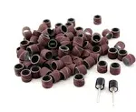 TEMO 100 pc 1/2 Inch Sand Drum Grit 60 Coarse with 2 pc 1/8 Inch Mandrel for Dremel Rotary Tools