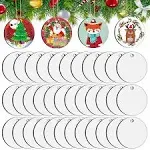 35 Pieces Sublimation Ornament Blanks, Round Blank Ornaments... 