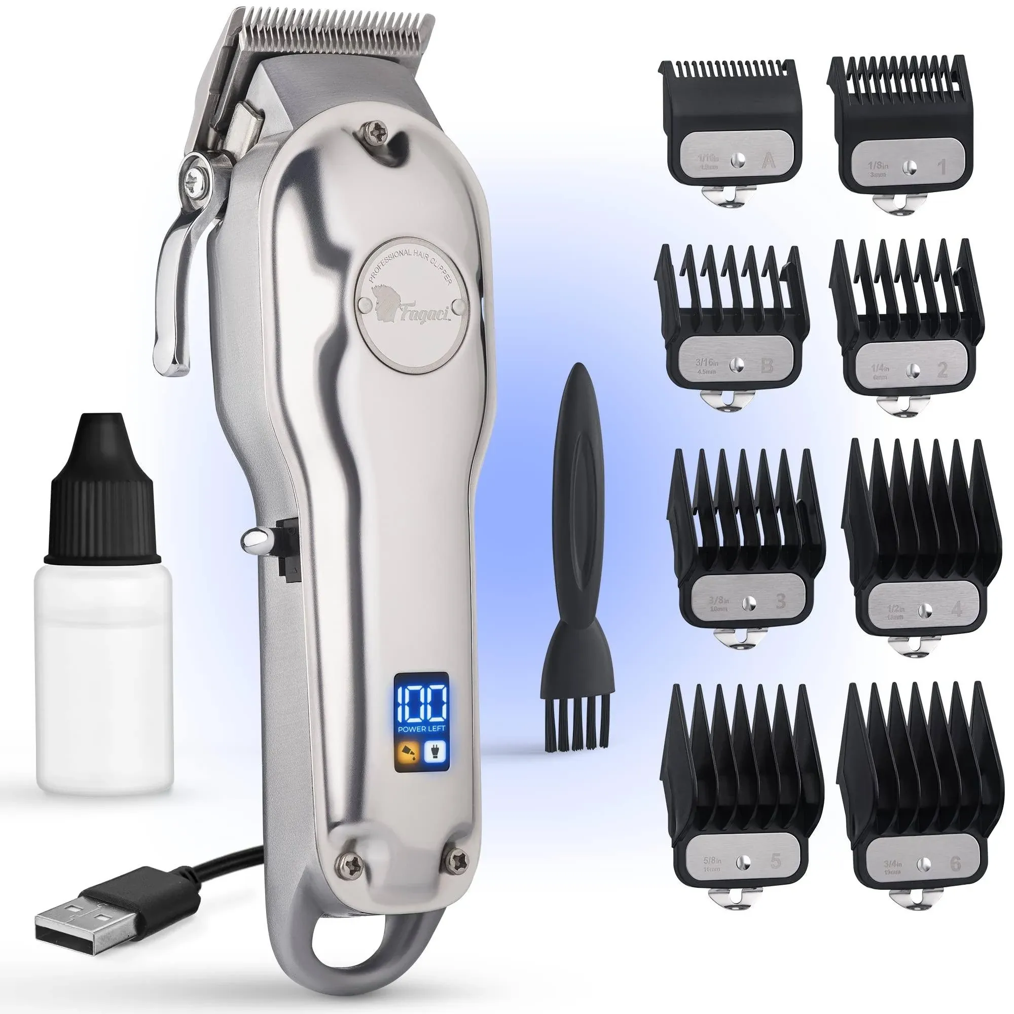 Fagaci Professional Hair Clippers with Extremely Fine Cutting, Cordless Hair ...