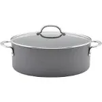 Rachael Ray 8qt Hard Anodized Nonstick Oval Pasta Pot and Braiser Gray