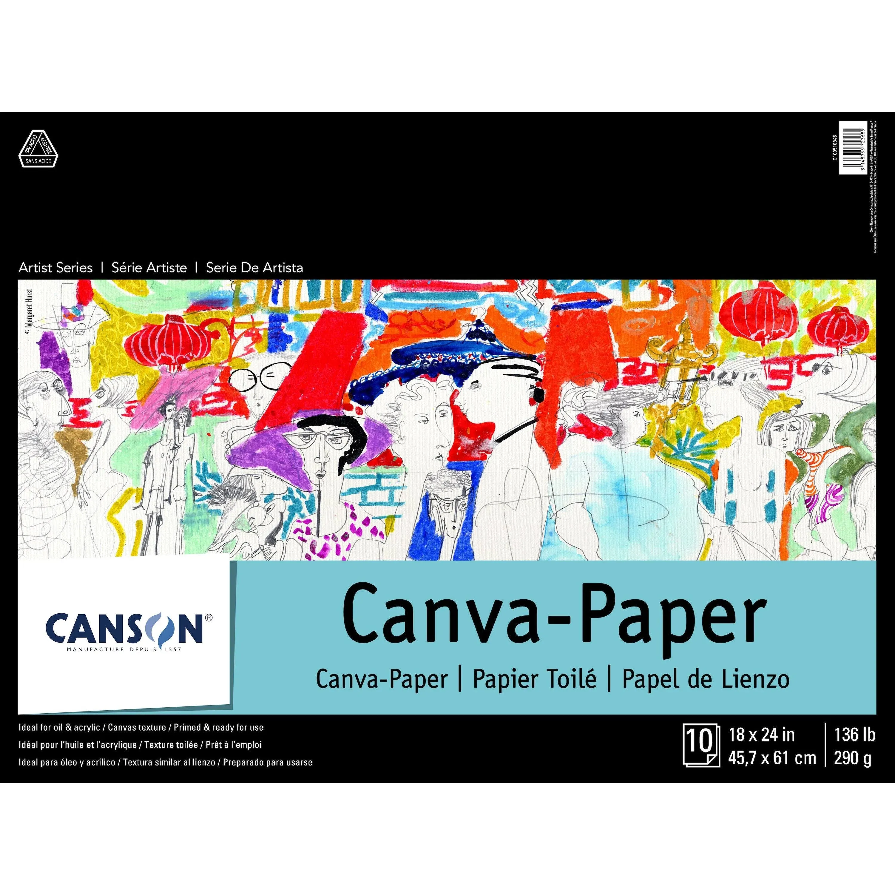 Canson Foundation Canva-Paper Pad, 18" x 24", White, 10 sheets