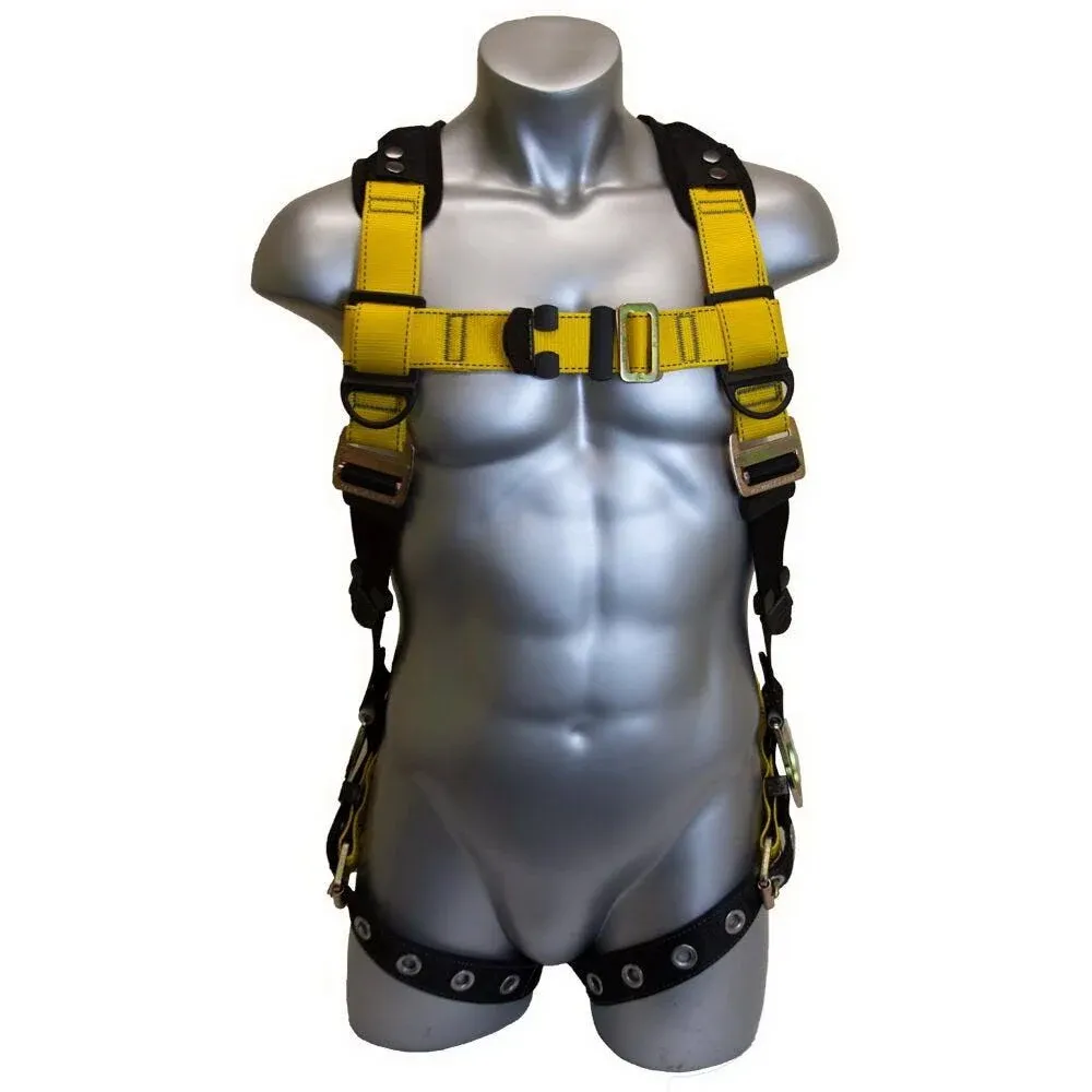 Guardian Fall Protection Yellow Safety Harness with 3 D-Rings, Medium Size, Contrasting Core Webbing, Dual Lanyard Keepers Lowes.com