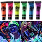 GARYOB Glow in Dark Face Body Paint UV Blacklight Neon Fluorescent 0.34oz Set of ...