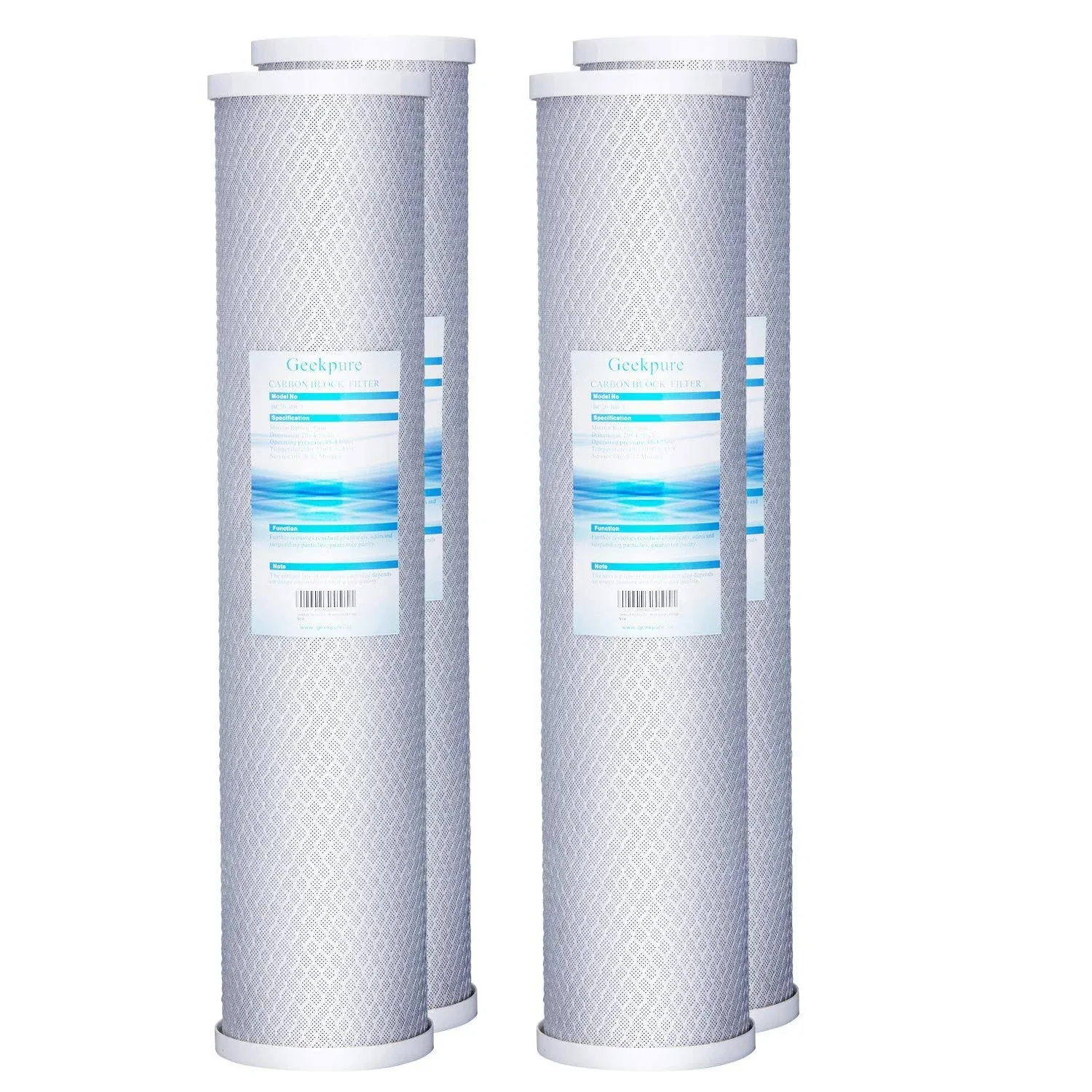 Geekpure 20 inch Carbon Block Water Filter Remove Chlorine Taste Odors for Whole House Filtration- 4.5 inch x 20 inch -5 Micron