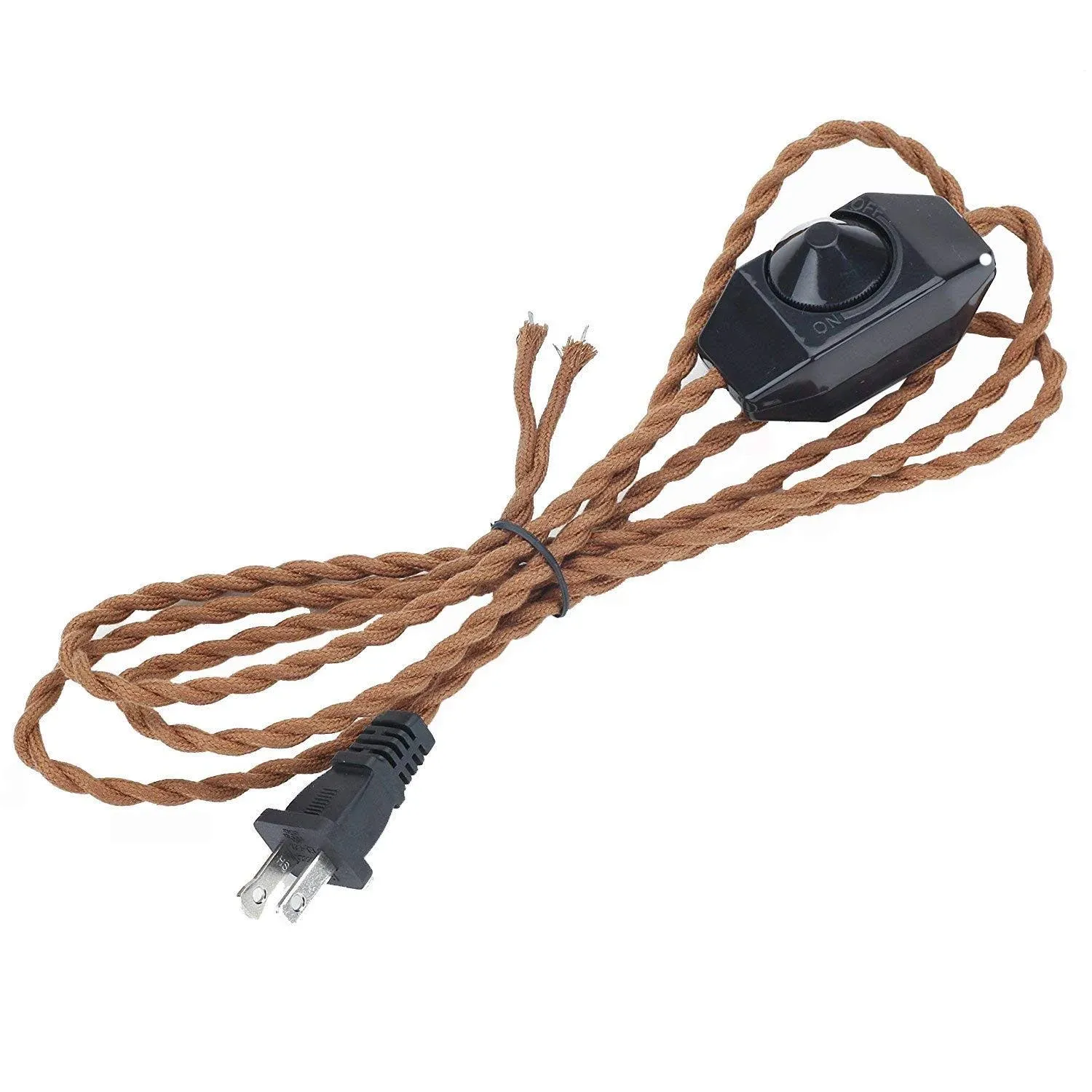 SKIVTGLAMP 5.9&#039; Braided Wire with Dimmer Weave Rope for 5.9&#039;/1.8M<wbr/>, Brown 