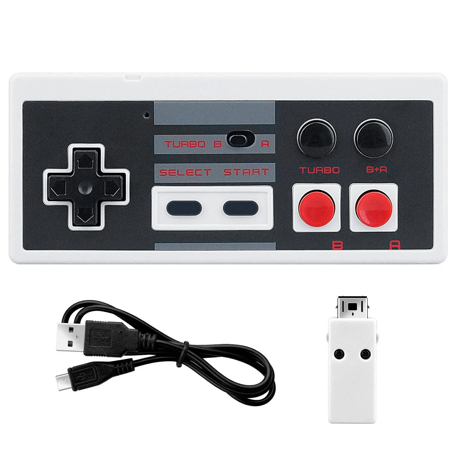 OSTENT Rechargeable Wireless Controller Gamepad for Nintendo NES Mini Classic Edition Famicom Mini Console Color White