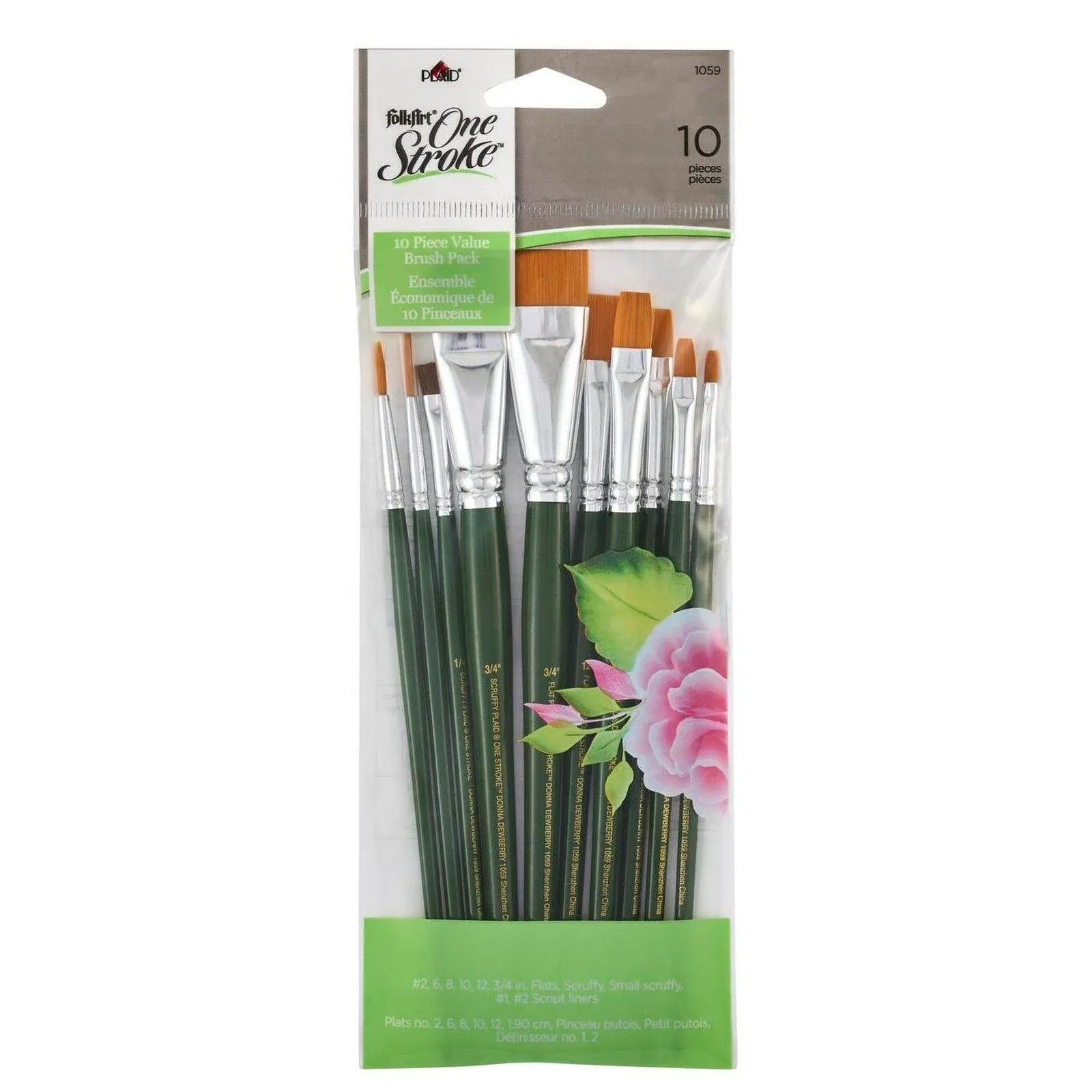 One Stroke Brush Set, 1059 (10-Pack)