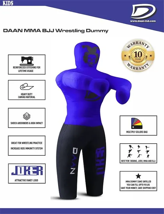 Grappling Dummy for Kids BJJ Wrestling Dummy Punching Bag MMA Brazilian Jiu Jitsu Children Judo Youth Throwing Boxing Dummy Dummies UNFILLED