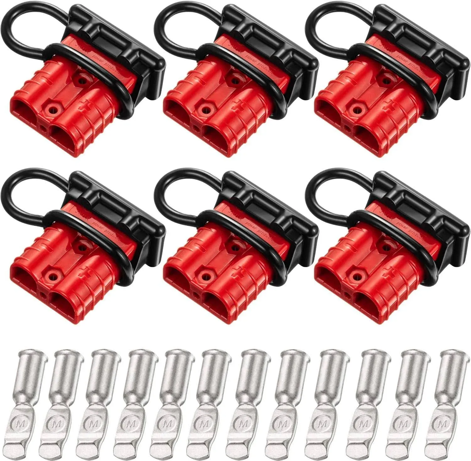 Boao 6 Sets 6-10 Gauge Battery Quick Connect Disconnect 50a 12-36v Battery Quick Connector Quick Wire Harness Plug Kit Battery Quick Connector Disconnect Plug for Motor Winch Trailer(Red)