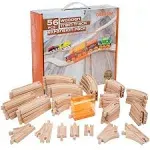 56 Piece Wooden Train Track Expansion Pack with Tunnel Compatible Thomas Wooden