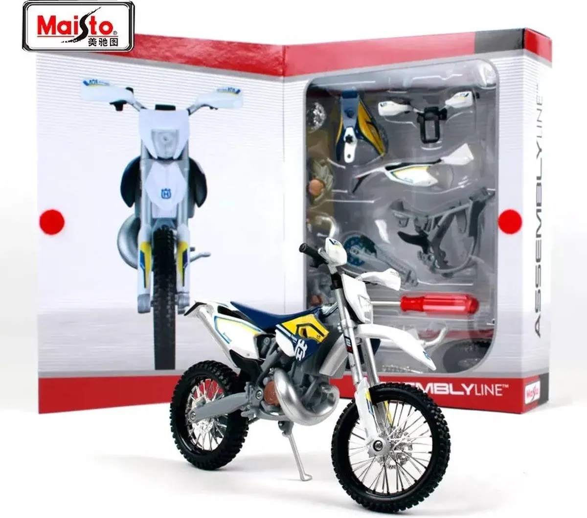 Husqvarna Fe 501 White and Blue with Yellow Stripes 1/12 Diecast Motorcycle Model ...