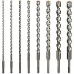 8-Piece 12in SDS Plus Drill Bits for Brick, Stone, Concrete, 1/4in x 12in, 5/16in x 12in, 3/8in x 12in, 1/2in x 12in, 5/8in x 12in, 3/4in x 12in, 7/8in x 12in, 1in x 12in (12" 8-Piece Set)