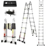 Dajianglx 16.5ft Telescoping A Frame Ladder with Tool Tray, 2-in-1 Extension Ladder, Multi-Purpose Aluminum Telescopic Ladders with Ladder Stabilizer