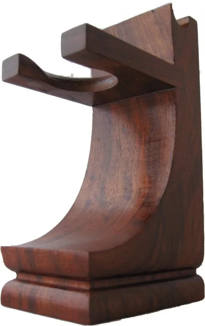 G.B.S Deluxe Wooden Shaving Razor and Shave Brush Stand - Safety Razor Brush Holder. Prolong The Life of Your Shaving Brush and Razor, Walnut Wood Finish