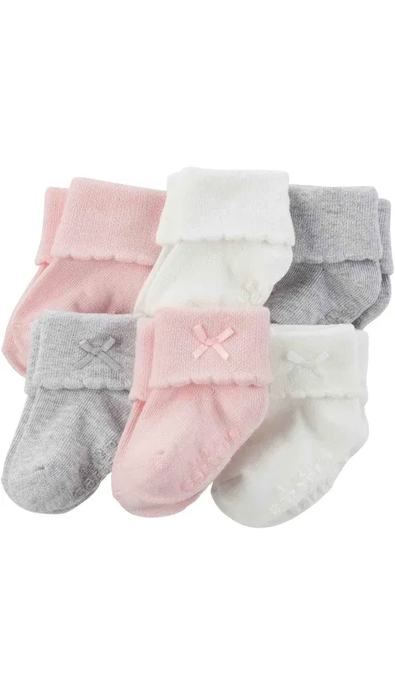 Carter's Baby Girl Folded Cuff Socks (6 Pack) 