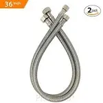 2-Pack 36&#034; Length X 3/8&#034; Comp X 1/2&#034; FIP Faucet Hose Connector, Stainless