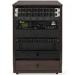 Gator GFW-ELITESTUDIORK12 Elite Series 12U Angled Studio Rack with Locking Casters - Dark Walnut Brown