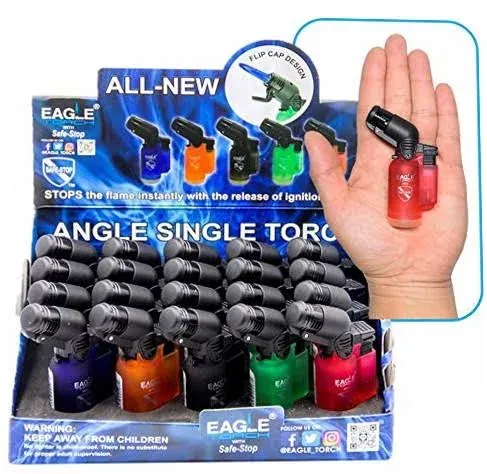 Eagle Torch 45 Angle Single Flame Torch PT116A Assorted Colors 3" Pack of 20