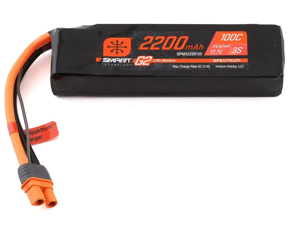 11.1V 2200mAh 3S 100C Smart G2 LiPo Battery: IC3