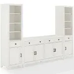 Crosley Tara Distressed White 3PC Sideboard and Bookcase Set