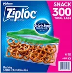 Ziploc Grip 'n Seal Top Snack Bags, 300 ct.